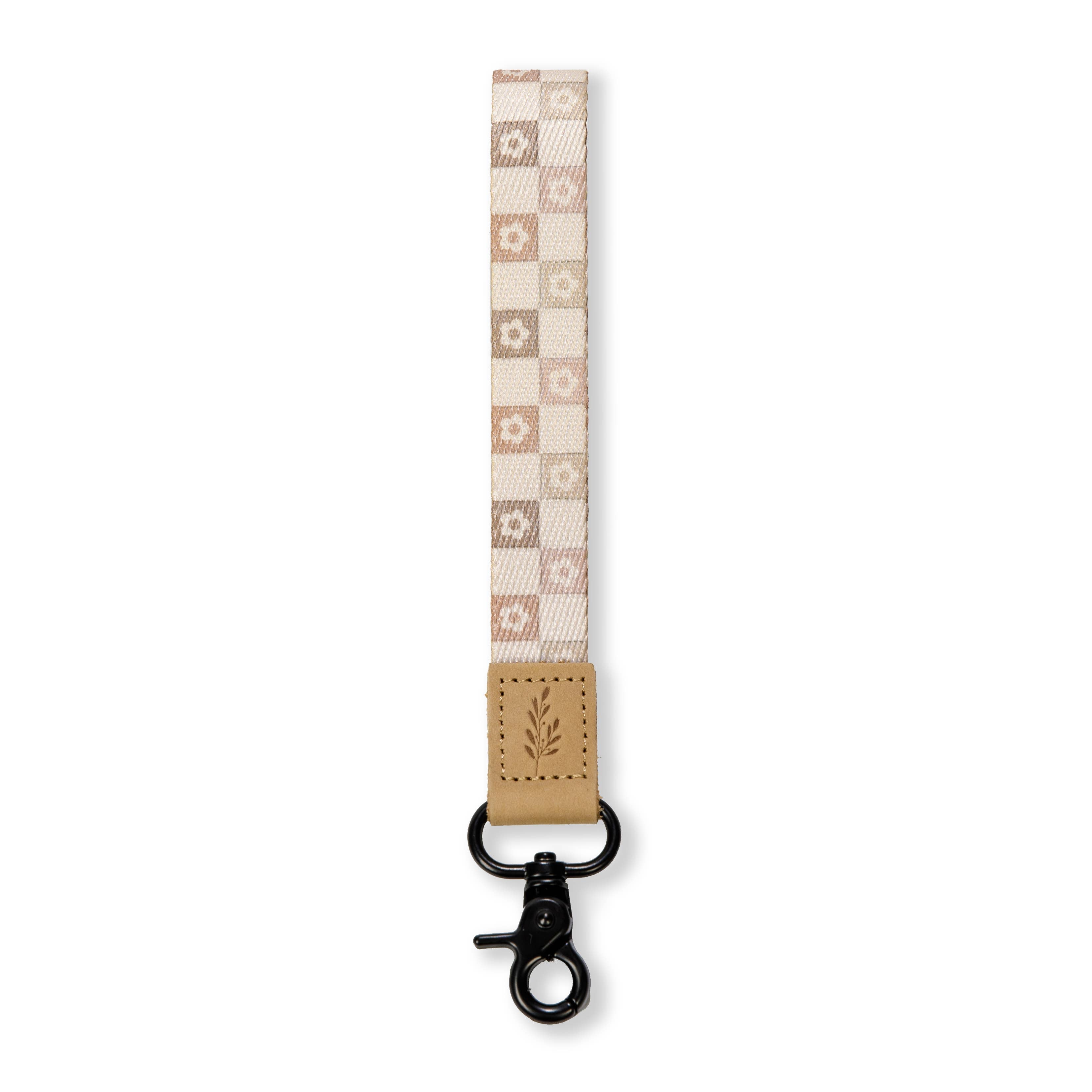 Floral Checkered Wristlet Keychain — Cute Keychain Wristlet for Women