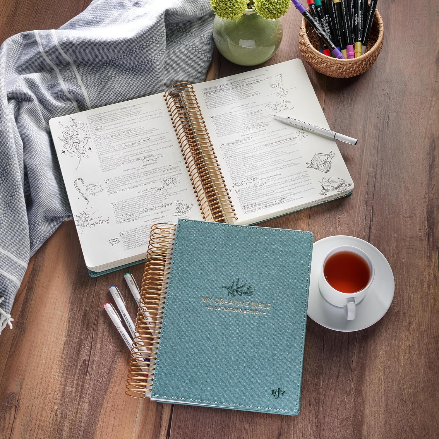 KJV My Creative Bible Journaling Bundle — Teal Linen (Hardcover)